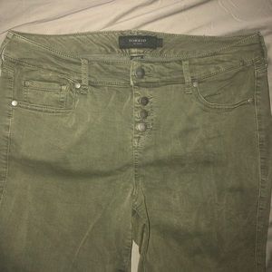 Khaki Green Cropped Jeans